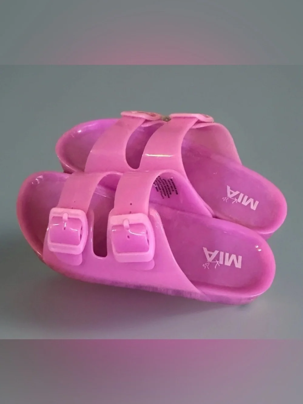 Mia Girl Jelly Sandals Size 3 Purple Pink Adjustable Strap Summer Shoes
